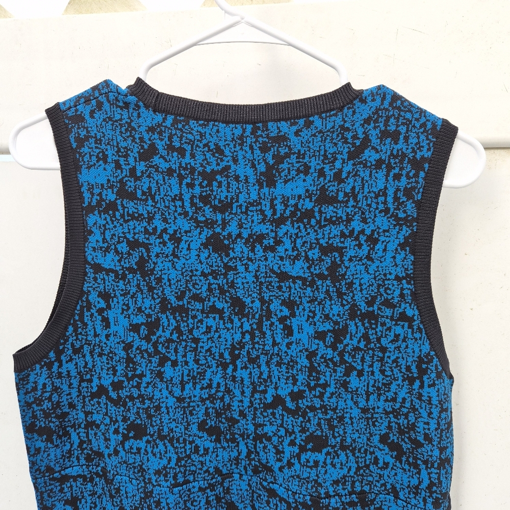 DKNYC Blue Black Abstract Crackle Knit Sleeveless Sheath Dress XL Round Neck - Picture 5 of 7